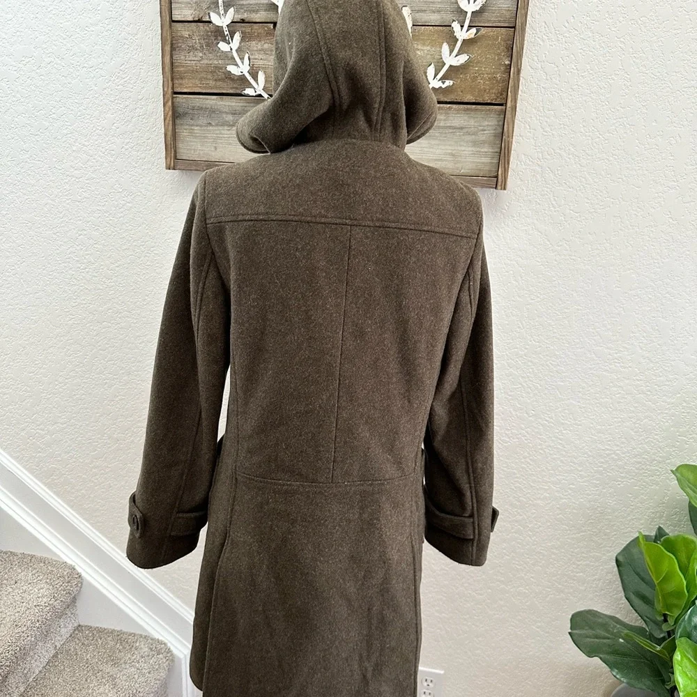 VTG J.Crew Wool Blend Melton Toggle Closure Insulated Long‎ Coat Women's Size S - Picture 2 of 9